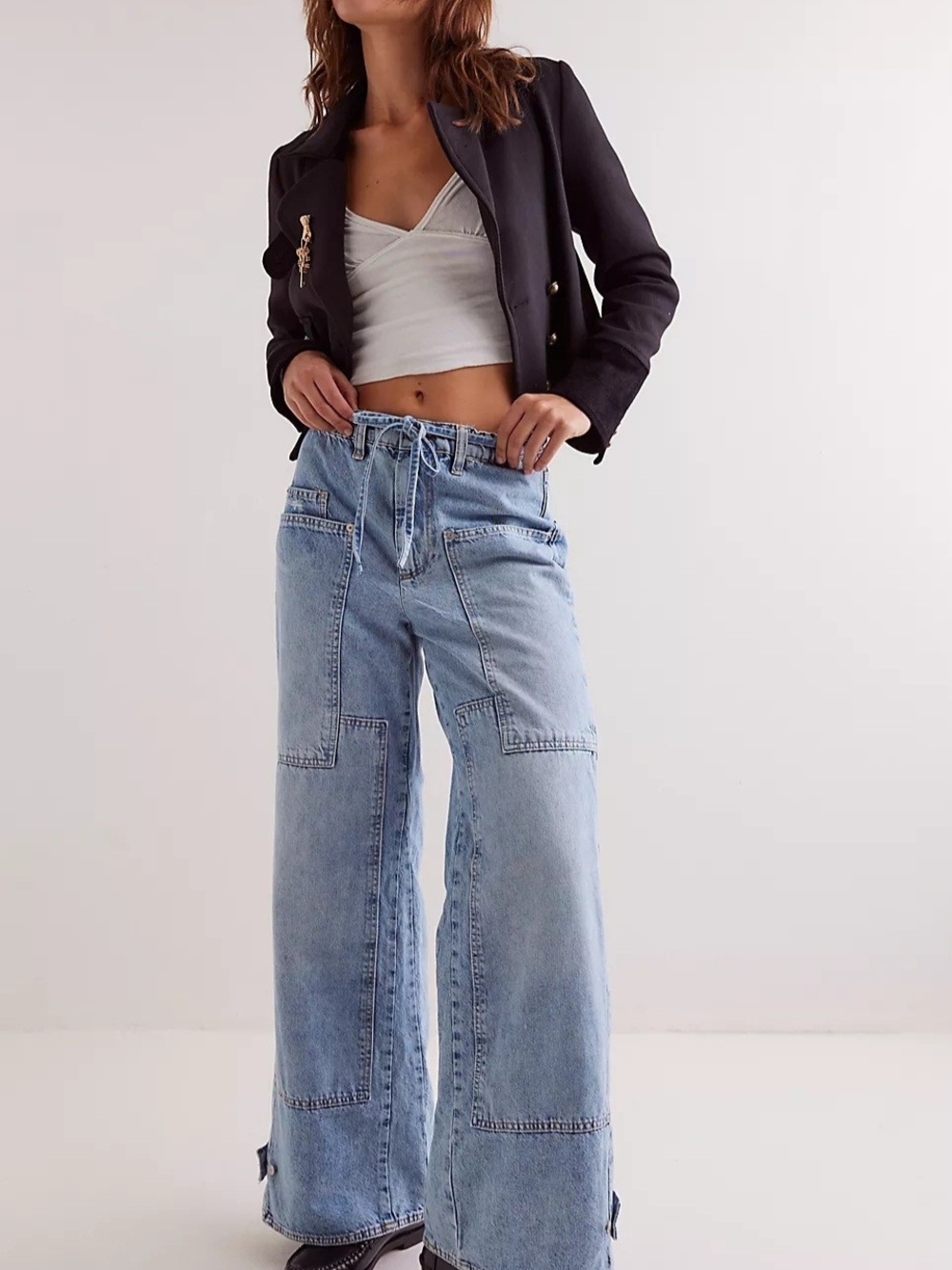We The Free Curvy Outlaw Light Blue Wide-Leg Jeans